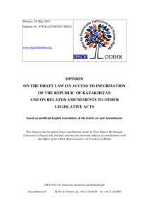OSCE-ODIHR FINAL Opinion_Draft Law_ Access_to_Information_Kazakhstan_LSU_29 May 2015