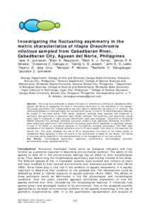 Investigating the fluctuating asymmetry in the metric characteristics of tilapia Oreochromis niloticus sampled from Cabadbaran River, Cabadbaran City, Agusan del Norte, Philippines 1