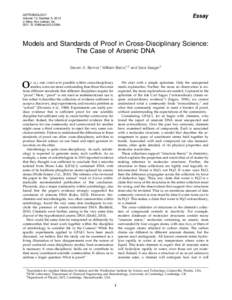 Models and Standards of Proof in Cross-Disciplinary Science: The Case of Arsenic DNA