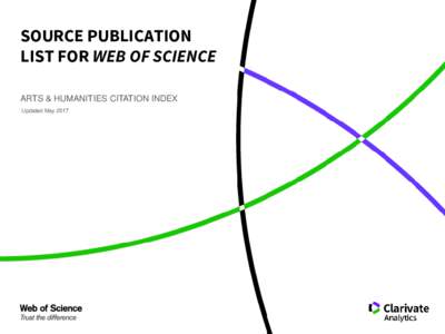 SOURCE PUBLICATION LIST FOR WEB OF SCIENCE ARTS & HUMANITIES CITATION INDEX Updated May 2017  Publisher