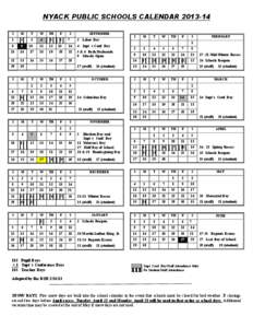 NYACK PUBLIC SCHOOLS CALENDAR[removed]S M  T