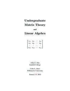 Undergraduate Matrix Theory and