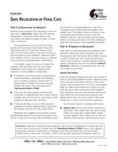 GUIDELINES  SAFE RELOCATION OF FERAL CATS PART I: IS RELOCATION THE ANSWER? The first recommendation for relocating a colony of feral cats is: don’t do it. Unless the cats’ lives are