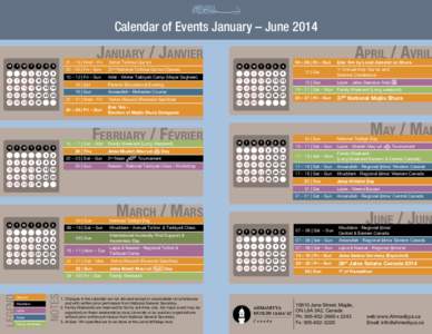Calendar of Events January – June[removed]JANUARY / JANVIER M