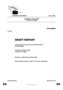 [removed]EUROPEAN PARLIAMENT Committee on Foreign Affairs Committee on Budgets