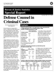 U.S. Department of Justice Office of Justice Programs Bureau of Justice Statistics  Special Report