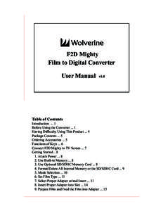 F2D Mighty Film to Digital Converter User Manual v1.0