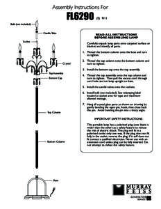 Assembly Instructions For  FL6290 Bulb (not included) Candle Tube