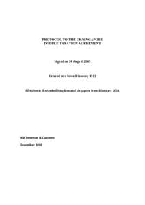 Protocol to UK/Singapore Double Taxation Agreement