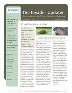 The Invader Updater Invasive species news for busy Extension professionals Highlights: This issue marks the