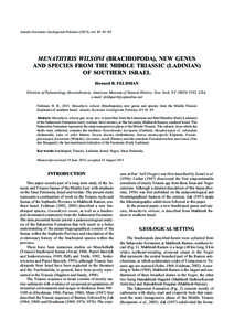 Annales Societatis Geologorum Poloniae (2013), vol. 83: 81–85.  MENATHYRIS WILSONI (BRACHIOPODA), NEW GENUS