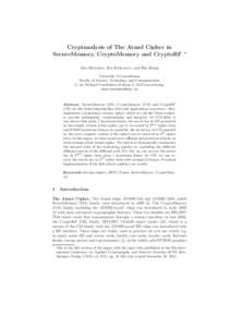 Cryptanalysis of The Atmel Cipher in SecureMemory, CryptoMemory and CryptoRF ⋆  Alex Biryukov, Ilya Kizhvatov, and Bin Zhang