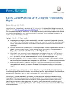 Microsoft Word - Liberty Global Publishes 2014 CR Report - FINAL