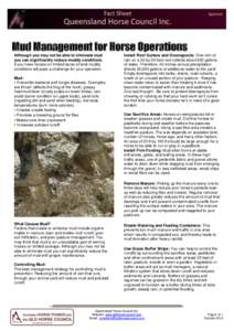 Mud Management for Horse Operations Although you may not be able to eliminate mud you can significantly reduce muddy conditions. If you have horses on limited acres of land muddy conditions will pose a challenge for your