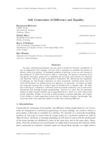 Journal of Artificial Intelligence Research  Submitted 10/10; publishedSoft Constraints of Difference and Equality Emmanuel Hebrard