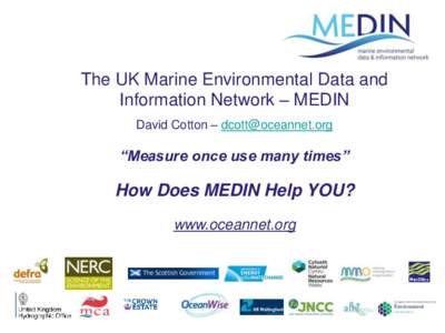 The UK Marine Environmental Data and Information Network – MEDIN David Cotton –  “Measure once use many times”