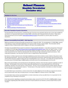 School Finance Monthly Newsletter