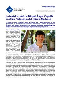 Divulgació de la recerca Setembre de 2010 La tesi doctoral de Miquel Àngel Capellà