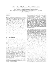 Properties of the Power-Normal Distribution Jade Freeman, U.S. Environmental Protection Agency Reza Modarres, Department of Statistics, George Washington University