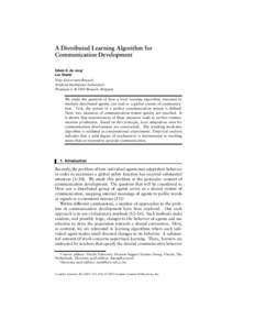 A Distributed Learning Algorithm for Communication Development