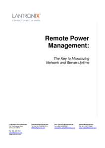 Remote Power Management: The Key to Maximizing Network and Server Uptime  CORPORATE HEADQUARTERS