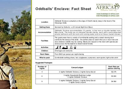 Oddballs’ Enclave: Fact Sheet www.footsteps-in-africa.com  Location Getting there