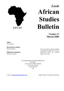 Leeds  African Studies Bulletin Number 67