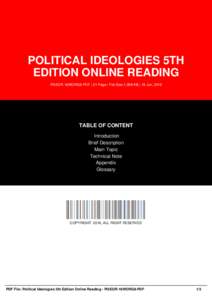 POLITICAL IDEOLOGIES 5TH EDITION ONLINE READING PI5EOR-16WORG8-PDF | 51 Page | File Size 1,958 KB | 18 Jun, 2016 TABLE OF CONTENT Introduction