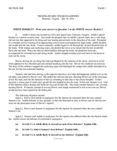SECTION ONE  PAGE 1 VIRGINIA BOARD OF BAR EXAMINERS Roanoke, Virginia – July 26, 2016