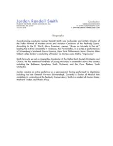 Jordan Randall Smith 	 PEABODY INSTITUTE, UNGER LOUNGE BOX 516	 BALTIMORE, MD, 4018	  !!