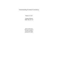 Understanding Eventual Consistency  March 25, 2013