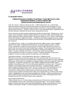 First patient dosed on CB-839 press release FINAL[removed]