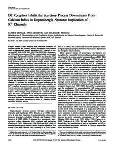 J Neurophysiol 87: 1046 –1056, 2002; [removed]jn[removed]D2 Receptors Inhibit the Secretory Process Downstream From Calcium Influx in Dopaminergic Neurons: Implication of K⫹ Channels