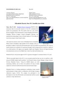 FOR IMMEDIATE RELEASE  NoCustomer Inquiries Civil and Commercial Space Department