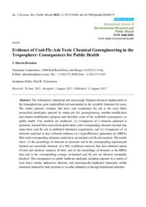 Evidence of Coal-Fly-Ash Toxic Chemical Geoengineering in the Troposphere: Consequences for Public Health