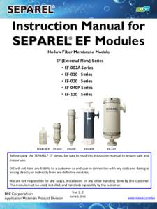 Instruction Manual for SEPAREL EF Modules Hollow Fiber Membrane Module EF (External Flow) Series ・EF-002A Series