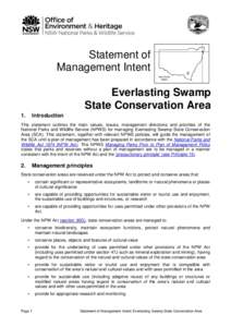 Statement of Management Intent Everlasting Swamp State Conservation Area 1.