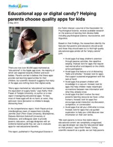 Educational app or digital candy? Helping parents choose quality apps for kids