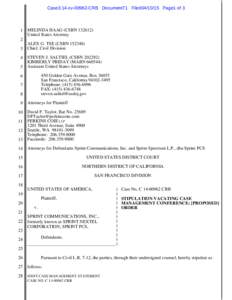 Case3:14-cvCRB Document71 Filed04Page1 of 3  1 MELINDA HAAG (CSBNUnited States Attorney 2 ALEX G. TSE (CSBN)