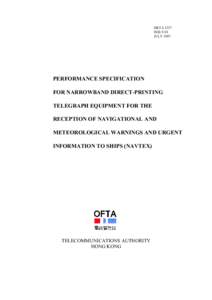 HKTA 1257 ISSUE 01 JULY 1997 PERFORMANCE SPECIFICATION FOR NARROWBAND DIRECT-PRINTING