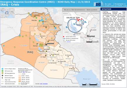 Emergency Response Coordination Centre (ERCC) – ECHO Daily Map | [removed]IRAQ - Crisis SALAH AL DIN GOVERNORATE - DISPLACEMENT
