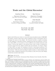 Trade and the Global Recession∗ Jonathan Eaton Sam Kortum  Department of Economics