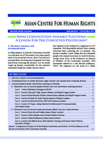 Asian Centre For Human Rights BRIEFING PAPERS ON NEPAL Embargoed for : 23rd October[removed]Nepal’s Constituent Assembly Elections: