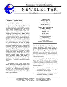 Transparency International Canada Inc.  NEWSLETTER Volume 2, Number 1  January, 1998