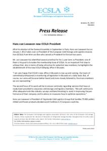 Microsoft Word - ECSLA Press Release - New President