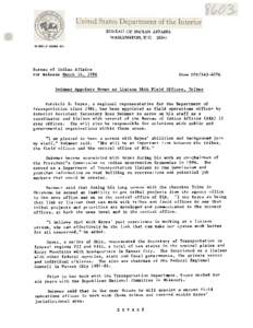 BUREAU OF INDIAN AFFAIRS WASHINGTON, D.C[removed]IN REPLY REFER TO: Bureau of Indian Affairs For Release March 14, 1986