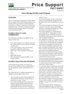 Price Support  FACT SHEET UNITED STATES DEPARTMENT OF AGRICULTURE