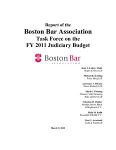 Report of the  Boston Bar Association Task Force on the FY 2011 Judiciary Budget
