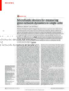 REVIEWS  modelling Microfluidic devices for measuring gene network dynamics in single cells