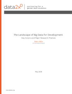 The Landscape of Big Data for Development Key Actors and Major Research Themes Bapu Vaitla UN Foundation/Data2X